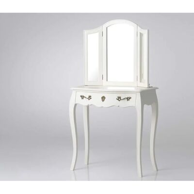 CHARMY Coiffeuse Blanche avec Miroir - Design Contemporain - Publicité CHARMY Coiffeuse Blanche avec Miroir - Design Contemporain - Publicité