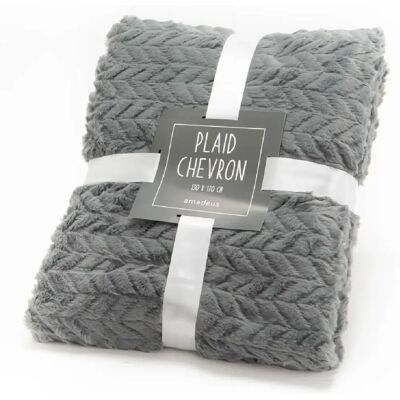 Amadeus Chevron plaid - Gris - 130x170 cm - Polyester - Throw blanket - Publicité Amadeus Chevron plaid - Gris - 130x170 cm - Polyester - Throw blanket - Publicité