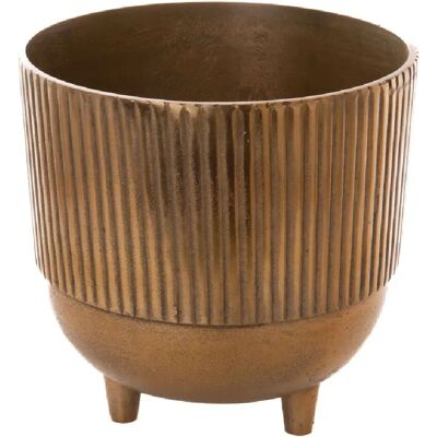 Amadeus - Marron Rond Aluminium - Marron Doré - 20x20x24 cm - Cache-pot - Publicité Amadeus - Marron Rond Aluminium - Marron Doré - 20x20x24 cm - Cache-pot - Publicité