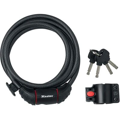 Câble en acier tressé noir à clé - 1,8m - Cadenas Câble en acier tressé noir à clé - 1,8m - Cadenas