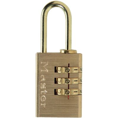 Master Lock Brass Finish 20mm 3-Digit Combination Padlock - Luggage Lock Master Lock Brass Finish 20mm 3-Digit Combination Padlock - Luggage Lock