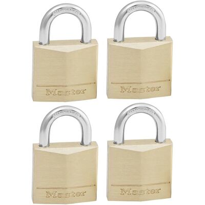 Zamek z mosiądzu solidnego 30mm Master Lock - 4 sztuki, z tym samym kluczem Zamek z mosiądzu solidnego 30mm Master Lock - 4 sztuki, z tym samym kluczem