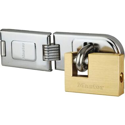 Master Lock Fecho de dobradiça dupla e cadeado de latão - Kit Master Lock Fecho de dobradiça dupla e cadeado de latão - Kit