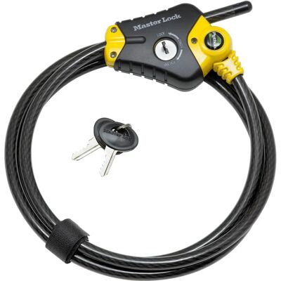 Master Lock 8433EURD Klamra na kabel - Regulowana, stal, czarna - 1,8 m Master Lock 8433EURD Klamra na kabel - Regulowana, stal, czarna - 1,8 m