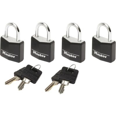 Zamek na bagaż z czarnego winylu z aluminium Master Lock 9120EURQBLK - 20mm Zamek na bagaż z czarnego winylu z aluminium Master Lock 9120EURQBLK - 20mm