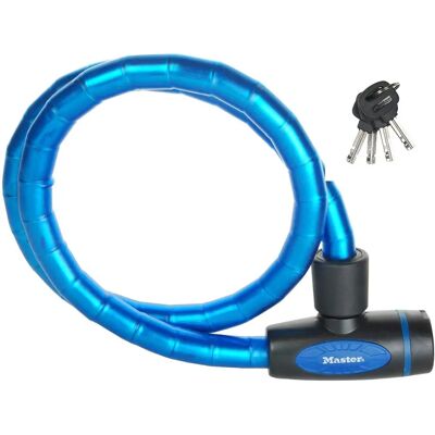 Master Lock blå sykkelkabellås - 1,8 m, Sikkerhetsnivå 7 Master Lock blå sykkelkabellås - 1,8 m, Sikkerhetsnivå 7