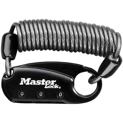 Masterlock 1551 Câble à code ajustable - 90cm - Noir - Publicité Masterlock 1551 Câble à code ajustable - 90cm - Noir - Publicité