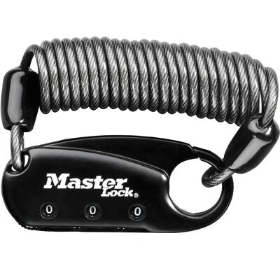 Masterlock 1551 Cadeado de cabo espiral ajustável - 90cm - Preto Masterlock 1551 Cadeado de cabo espiral ajustável - 90cm - Preto