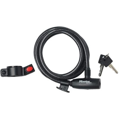 Master Lock Sykkellås - 1,8 m Spiral Kabel - Utendørs - Monteringsbrakett Master Lock Sykkellås - 1,8 m Spiral Kabel - Utendørs - Monteringsbrakett