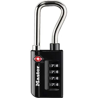 Cadeado de bagagem TSA Master Lock - Código de 4 dígitos, Preto Cadeado de bagagem TSA Master Lock - Código de 4 dígitos, Preto