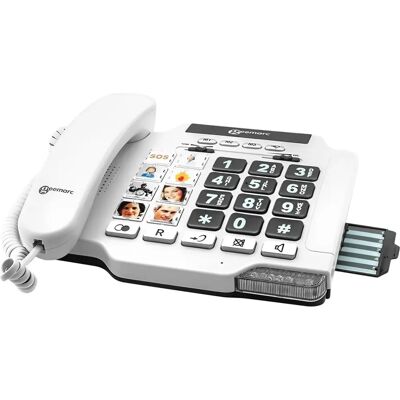 Téléphone fixe senior Geemarc PHTOTPHONE 100 avec boutons photo - Amplifié et compatible avec appareils auditifs Téléphone fixe senior Geemarc PHTOTPHONE 100 avec boutons photo - Amplifié et compatible avec appareils auditifs