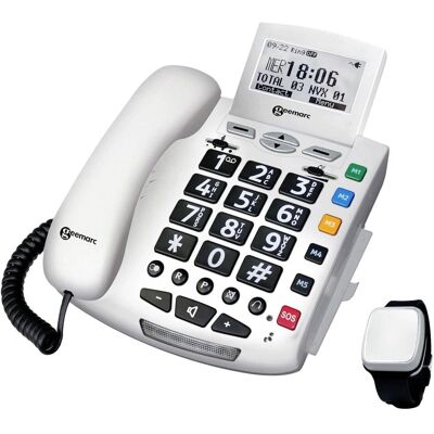 Geemarc Pack SERENTIES Schnurgebundenes Seniorentelefon Fallband-Sensor Beleuchtetes Display Weiss Geemarc Pack SERENTIES Schnurgebundenes Seniorentelefon Fallband-Sensor Beleuchtetes Display Weiss