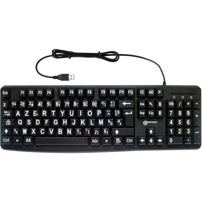 Geemarc Grootdruk Visueel Comfort Toetsenbord - Zwart - Toetsenbord Geemarc Grootdruk Visueel Comfort Toetsenbord - Zwart - Toetsenbord
