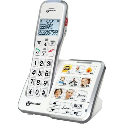 Telefono cordless senior con foto Geemarc Amplidect 595 - DECT - Bianco Telefono cordless senior con foto Geemarc Amplidect 595 - DECT - Bianco