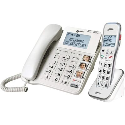 Geemarc AMPLIDECT 595 COMBI - Téléphone filaire et sans fil pour seniors avec grand écran et SOS Geemarc AMPLIDECT 595 COMBI - Téléphone filaire et sans fil pour seniors avec grand écran et SOS