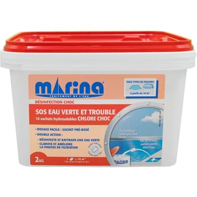 Marina - SOS eau verte et trouble - Sachet 200 g - Piscine - Publicité Marina - SOS eau verte et trouble - Sachet 200 g - Piscine - Publicité