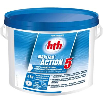 Maxitab Action 5 hth - Pastilles de chlore multifonction 200 g - Publicité Maxitab Action 5 hth - Pastilles de chlore multifonction 200 g - Publicité