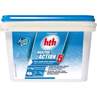 hth MAXITAB Action 5 - Pastilles de chlore piscine - 2,7 kg - Publicité hth MAXITAB Action 5 - Pastilles de chlore piscine - 2,7 kg - Publicité