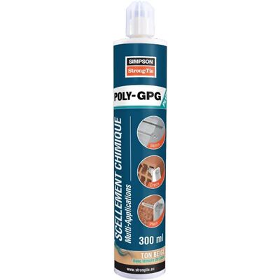 Poly-GPG SIMPSON Strong-Tie Résine polyester - Gris - 12x300 ml - Colle Poly-GPG SIMPSON Strong-Tie Résine polyester - Gris - 12x300 ml - Colle