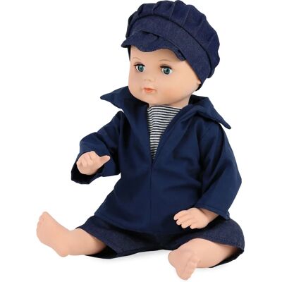 PETITCOLLIN Blaue Augen 40cm Puppe - Matrosen Outfit - Französische Handwerkskunst PETITCOLLIN Blaue Augen 40cm Puppe - Matrosen Outfit - Französische Handwerkskunst