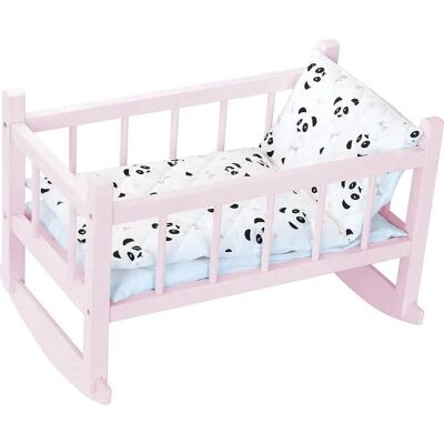 Berceau poupée en bois de hêtre laqué rose Petitcollin - 40 cm - Publicité Berceau poupée en bois de hêtre laqué rose Petitcollin - 40 cm - Publicité