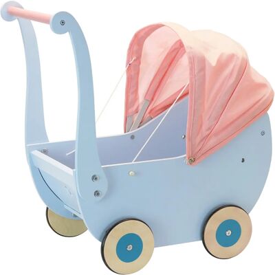 Landau en bois pour poupée Petitcollin - Bleu - Jusqu'à 40 cm - Publicité Landau en bois pour poupée Petitcollin - Bleu - Jusqu'à 40 cm - Publicité