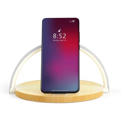 Livoo Nachttischlampe mit kabellosem Ladegerät - Touch, 10W, Holz Livoo Nachttischlampe mit kabellosem Ladegerät - Touch, 10W, Holz