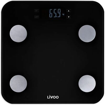 Waga Impedancji Osobistej Livoo DOM427N - 13 pamięci użytkownika - 180kg - Szkło hartowane - Czarny Waga Impedancji Osobistej Livoo DOM427N - 13 pamięci użytkownika - 180kg - Szkło hartowane - Czarny