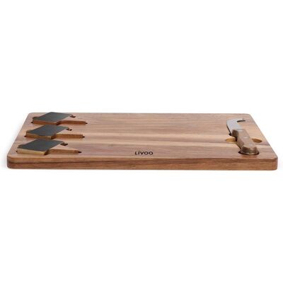 Livoo Acacia Cheese Plate with Labels & Knife - Cheese Plate Livoo Acacia Cheese Plate with Labels & Knife - Cheese Plate