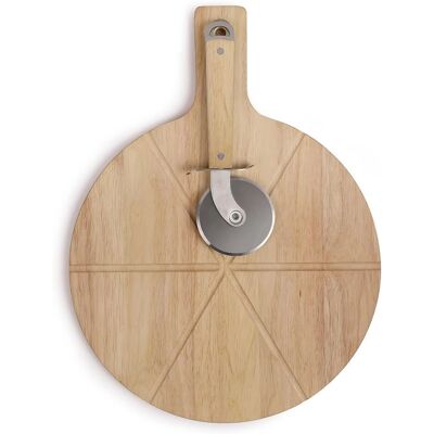 Ensemble pizza Livoo 30 cm en bois de caoutchouc - planche et coupe-pizza Ensemble pizza Livoo 30 cm en bois de caoutchouc - planche et coupe-pizza