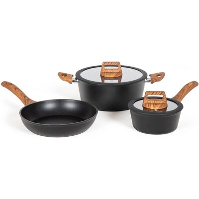 Livoo Aluminium Kochgeschirrset - 5 Stück - Schwarz - Küchenutensilien Livoo Aluminium Kochgeschirrset - 5 Stück - Schwarz - Küchenutensilien
