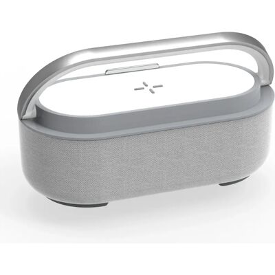 Haut-parleur LED Bluetooth Livoo avec chargeur sans fil - Bluetooth - 4h - Gris - Publicité Haut-parleur LED Bluetooth Livoo avec chargeur sans fil - Bluetooth - 4h - Gris - Publicité