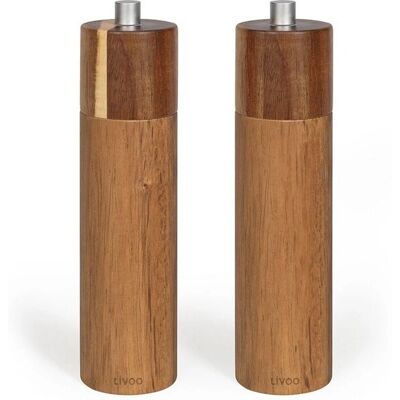 Livoo Set aus 2 manuellen Salz- und Pfeffermüh, Pfeffermühle + Salzmühle, Braun Livoo Set aus 2 manuellen Salz- und Pfeffermüh, Pfeffermühle + Salzmühle, Braun