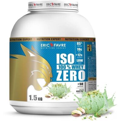 Eric Favre Iso 100% Whey Zero Pistache - Poudre de protéine de lactosérum - Publicité Eric Favre Iso 100% Whey Zero Pistache - Poudre de protéine de lactosérum - Publicité