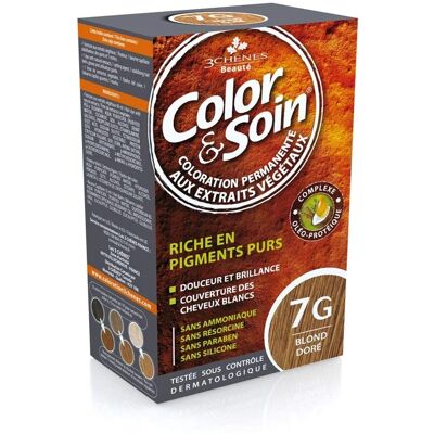 Les 3 Chênes 7G Blond Doré Coloration Permanente - Avec Extraits Végétaux - Publicité Les 3 Chênes 7G Blond Doré Coloration Permanente - Avec Extraits Végétaux - Publicité