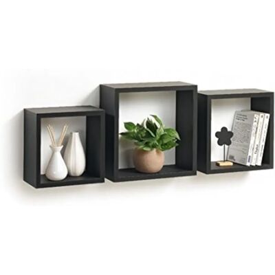Homea 3-pack flytande kubhyllor - Svart Homea 3-pack flytande kubhyllor - Svart