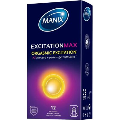 Préservatifs Manix Excitation Max - Texturés, Gel Chauffant - 12 pcs Préservatifs Manix Excitation Max - Texturés, Gel Chauffant - 12 pcs