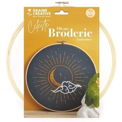 Graine Créative Kit Broderie Bleu Céleste - Soleil Lune Nuage Graine Créative Kit Broderie Bleu Céleste - Soleil Lune Nuage