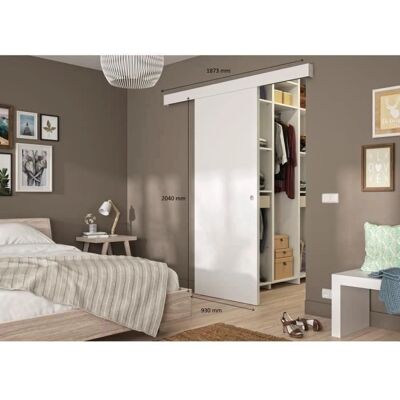 Kit porte coulissante blanc OPTIMUM - H 204 x L 93 x P 4 cm Kit porte coulissante blanc OPTIMUM - H 204 x L 93 x P 4 cm