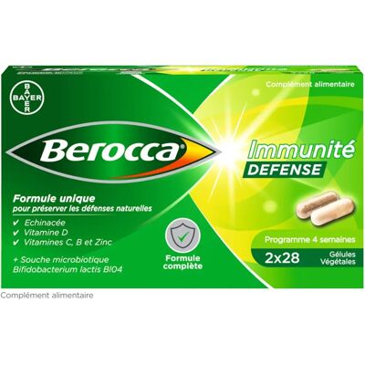 Berocca Défense Immunitaire - Vitamines, Échinacée & Probiotiques - 56 Capsules - Publicité Berocca Défense Immunitaire - Vitamines, Échinacée & Probiotiques - 56 Capsules - Publicité