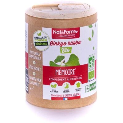 Nat & Form - Ecocert Ginkgo biloba Bio Capsule - 200 pcs - Dietary supplement - Publicité Nat & Form - Ecocert Ginkgo biloba Bio Capsule - 200 pcs - Dietary supplement - Publicité