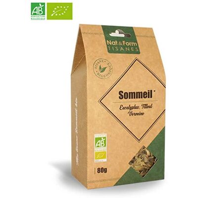 Tisane sommeil bio Nat & Form - Eucalyptus Tilleul Verveine - Publicité Tisane sommeil bio Nat & Form - Eucalyptus Tilleul Verveine - Publicité