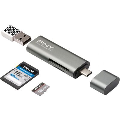 PNY Metallischer USB-C Kartenleser - Hochgeschwindigkeitsdatenübertragung PNY Metallischer USB-C Kartenleser - Hochgeschwindigkeitsdatenübertragung