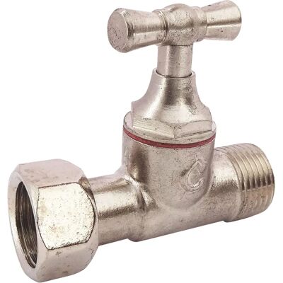 Robinet WC SOMATHERM Nickel - Droit en Laiton avec Poignée - 12/17 Robinet WC SOMATHERM Nickel - Droit en Laiton avec Poignée - 12/17