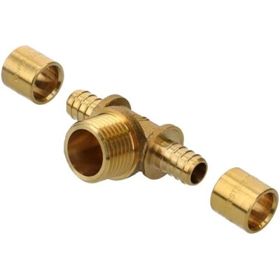 SOMATHERM Messing 1/2" Männlich Festes T-Verbinder für P.E.R. Rohre SOMATHERM Messing 1/2" Männlich Festes T-Verbinder für P.E.R. Rohre