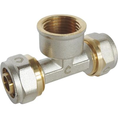 SOMATHERM FOR YOU 3773-16-15 - Compression Tee for Ø16 Multilayer Pipe - Female 15/21 SOMATHERM FOR YOU 3773-16-15 - Compression Tee for Ø16 Multilayer Pipe - Female 15/21