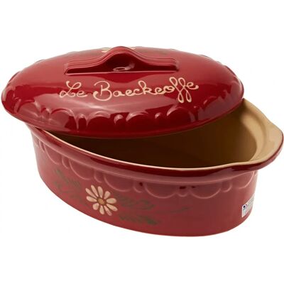 Terrine Ovale Siegfried 37cm Décor Rouge Fleurs Blanches - Terrine - Publicité Terrine Ovale Siegfried 37cm Décor Rouge Fleurs Blanches - Terrine - Publicité