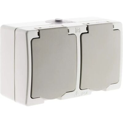 Akya Dubbelsocket 2p+t 16a Buiten IP54 Akya Dubbelsocket 2p+t 16a Buiten IP54