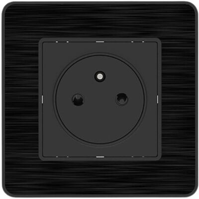 Enchufe empotrado Zenitech Kouro - 2P+T 16A, Negro, Acero cepillado Enchufe empotrado Zenitech Kouro - 2P+T 16A, Negro, Acero cepillado