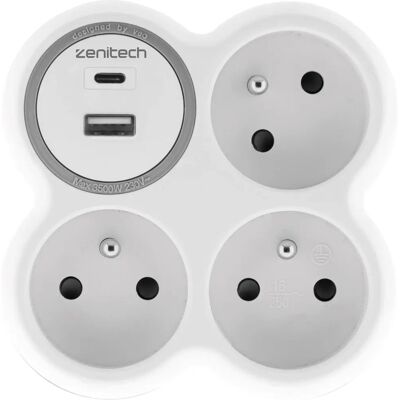 ZENITECH Listwa zasilająca - 5 gniazdek, USB-C & USB-A, 3680W ZENITECH Listwa zasilająca - 5 gniazdek, USB-C & USB-A, 3680W